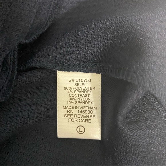 Kali Size Large Blazer Jacket Navy Blue Open Front Lace Gold Zipper Pocket - Picture 10 of 10